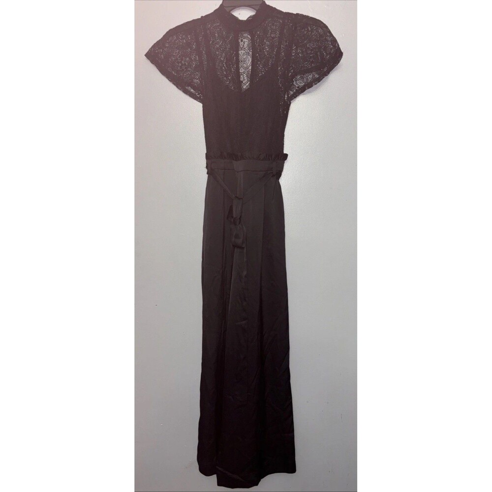 Women’s Nine West Black Lace Bodice Sleeveless Jumpsuit Size Small